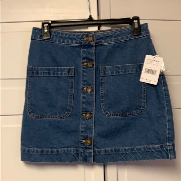 NWT FREE PEOPLE BUTTON FRONT  DENIM SKIRT - Picture 1 of 7